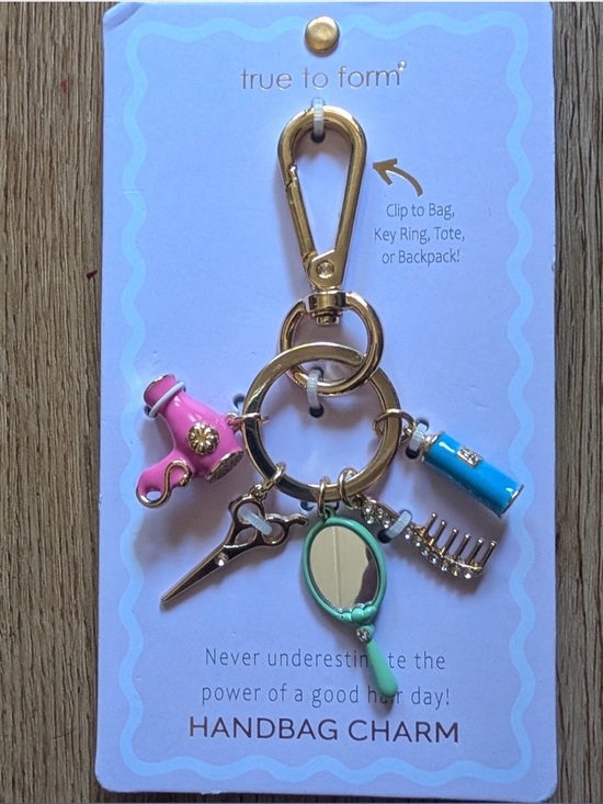True To Form Accessories - True To Form Pink & Teal Handbag Charm Keyring. NWT. “Hairstylist”